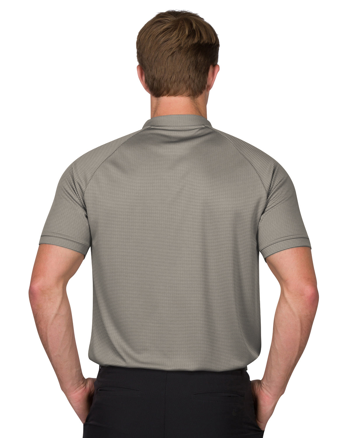 EXTREME DEAL - MEN'S THIN-STRIPED COLLARLESS GOLF POLOS