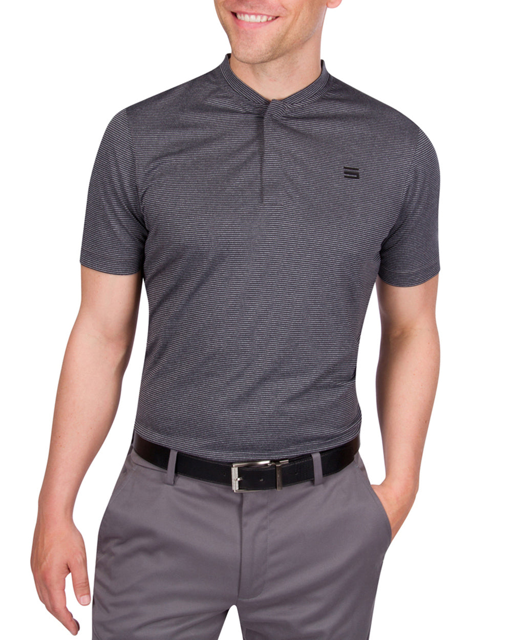 COOFANDY Men's Collarless Golf Polo Shirts Quick Dry Polo Shirts