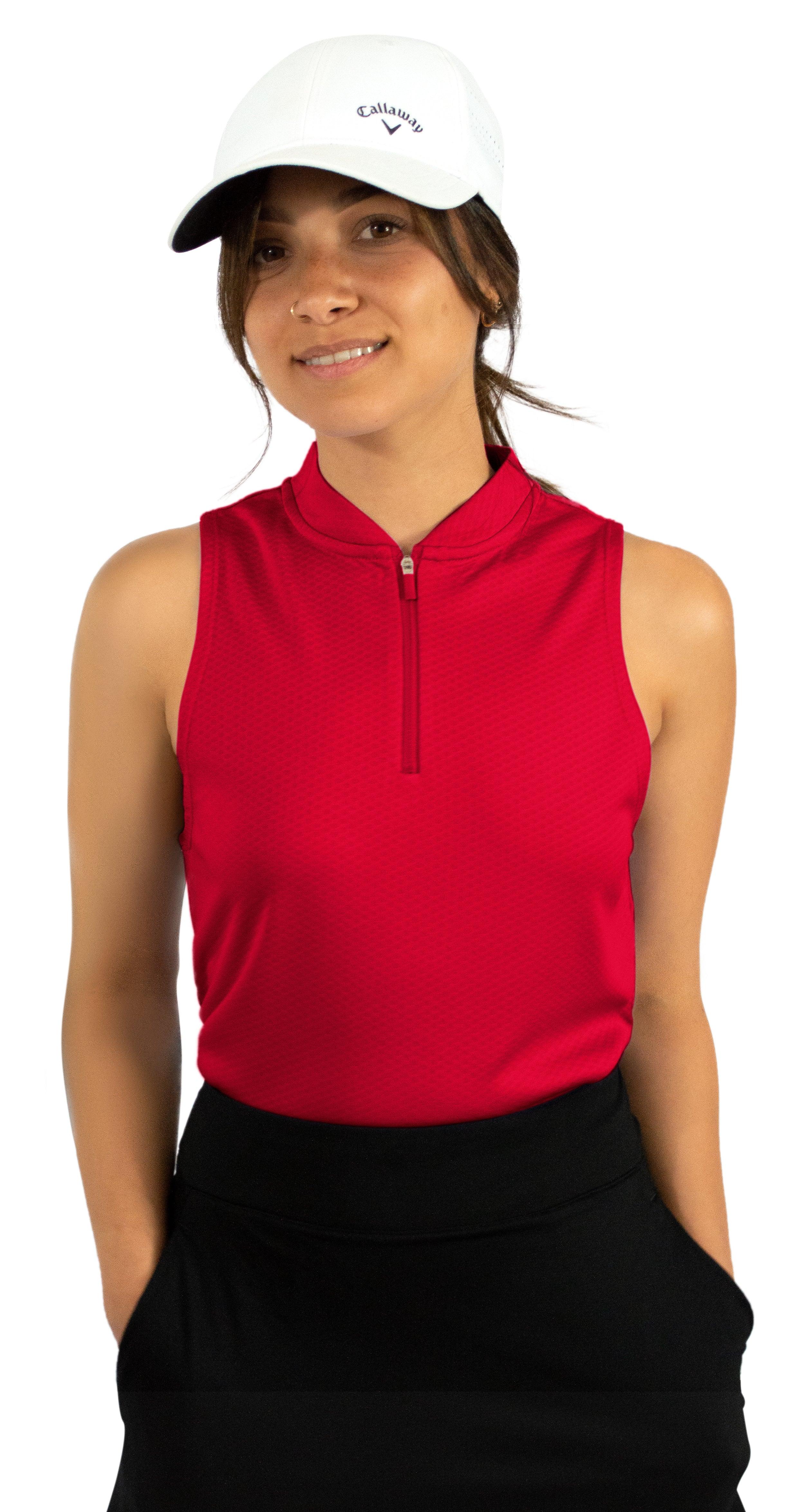 Women s Sleeveless Collarless Golf Polo with Zipper