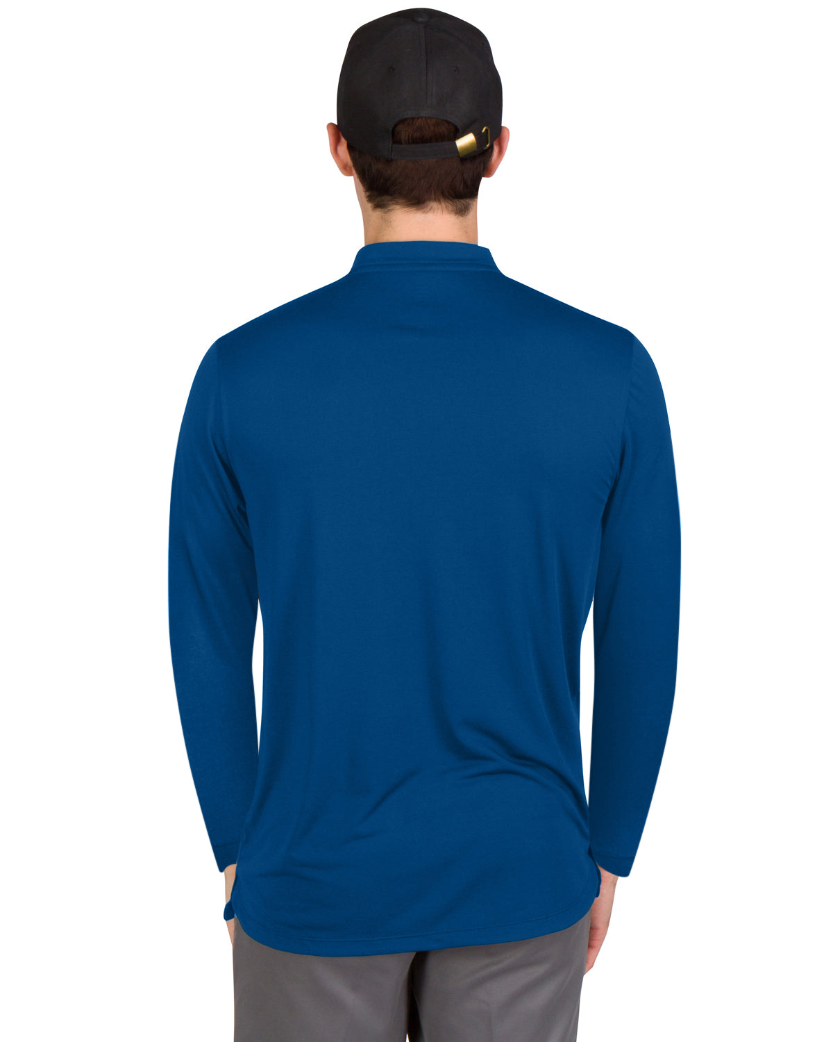 Men’s Solid Long Sleeve Collarless Golf Shirt, S / Navy